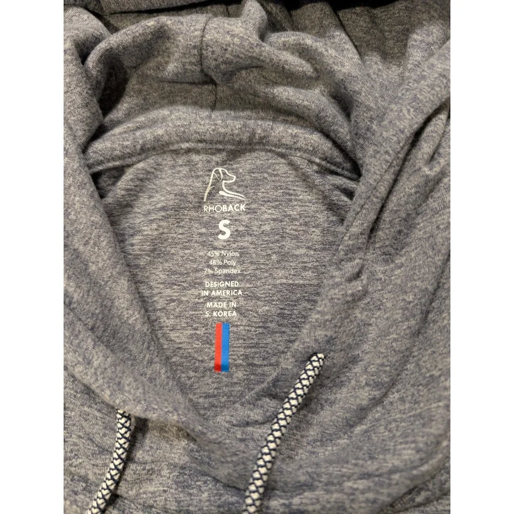 Rhoback Mens Small Golf Performance Hoodie Blue Heathered Pullover - Picture 7 of 10